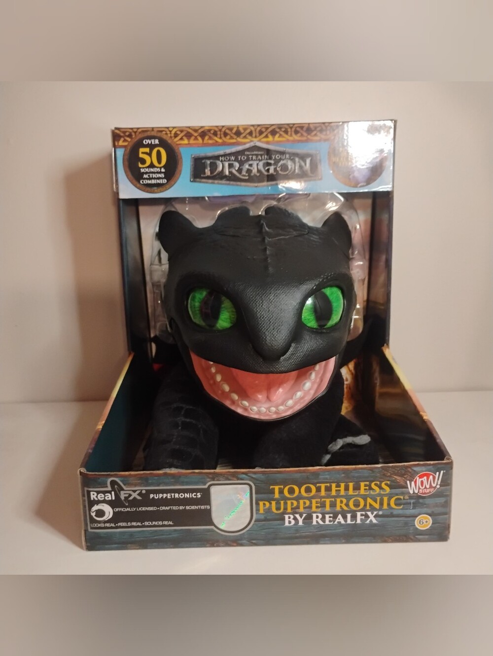 Toothless Pup Pet Electronic Plush - Black with Green Eyes
